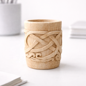Mug en bois artisanal écologique avec installation autocollante, finition rustique pour Diwali - Product Image 1