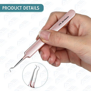 Kit d'outils en acier inoxydable pour l'élimination des boutons et des imperfections, instruments de suppression des points noirs, kit de pinces courbées pour points noirs - Product Image 6