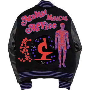 Chaqueta de Béisbol Estilo Universitario Personalizada con Logotipo para Hombre, Chaqueta Varsity Extra Grande con Gráficos de Letras, Unisex, con Bloques de Color y Parches de Letras - Product Image 3