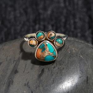 Natural Oyster Copper <b>Turquoise</b> <b>Ring</b> Wholesale <b>Rings</b> Lot 925 Sterling Silver Jewelry for Girls Gemstone <b>Ring</b> Anniversary Gift - Product Image 2