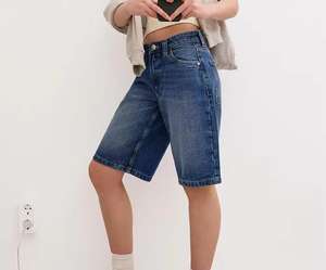 Fashionable Custom <b>Women</b> Denim Shorts 100% Cotton High Street Style <b>Elastic</b> <b>Waist</b> Quick Dry Breathable Eco-Friendly Summer Made - Product Image 6