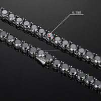 2024 Hot Luxury Hip Hop Bling Ice Out 6.5mm Single Row Black Moissanite Diamond Tennis Chain Collier en argent 925