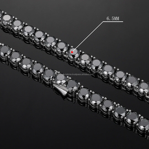 2024 Hot Luxury Hip Hop Bling Ice Out 6.5mm Single Row Black Moissanite <b>Diamond</b> Tennis Chain <b>Necklace</b> in 925 <b>Silver</b> - Product Image 2