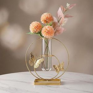 Vase de table moderne en laiton avec insert en verre pour la décoration de tournesols - Product Image 5