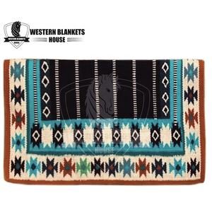 Tapis de selle de cheval de ranch personnalisé de haute qualité fabriqué directement Style occidental de luxe laine de Nouvelle-Zélande polycoton nouveau - Product Image 1