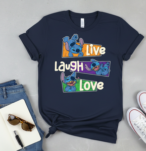 Camiseta Azul Marino Premium de 220 GSM 100% Poliéster, Venta al por Mayor, con Estampado Frontal 'Live Laugh Love' | - Product Image 5