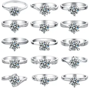Kustom perhiasan bagus Pasangan cincin pertunangan pernikahan 925 perak murni populer 5A kubik zirkonia berlian Set perhiasan