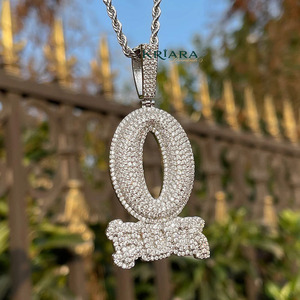Moissanite <b>Letter</b> O Pendant 925 Silver Rhodium Plated Round Brilliant Cut Unisex Luxury Charm Party - Product Image 1