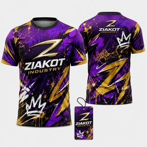Camiseta Deportiva 3D ZIAKOT para Hombre, Diseño Nuevo, Patrón de Grafiti Personalizado, Color Morado-Oro Antiguo - Product Image 1