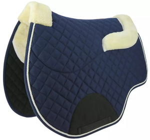 Tapis de selle tout usage noir matelassé en coton avec doublure en peau de mouton et intérieur en polaire pour l'équitation - Product Image 5