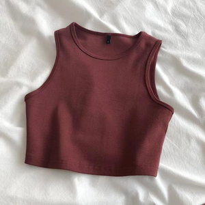 KAALS INDUSTRIES OEM Top Corto Sin Costuras Elástico de Lona para Mujer Estilo Hip Hop al por Mayor, Camiseta sin Mangas de Punto Acanalado Lisa Casual - Product Image 5