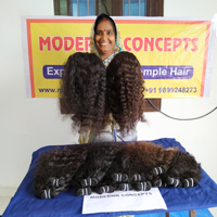 Extensions de cheveux indiens noirs 100 % naturels bruts en gros, longues, avec dentelle transparente, ondulées, en cheveux humains de temple