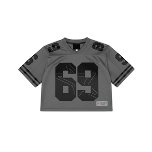 Camiseta Corta Oversize de Malla con Logo Personalizado para Mujer, Estilo Urbano, Hombros Caídos, Holgada, para Verano, Camiseta de Fútbol Americano para Dama - Product Image 6
