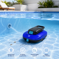 Nettoyeur de piscine robotisé sans fil puissant 30W à forte aspiration, robot de nettoyage automatique pour piscine, élimination des débris, des feuilles et du sable