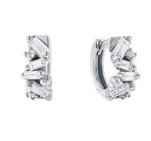 Pendientes de Aro Abiertos de Oro Sólido de 18K con Diamantes, Diseño de Lujo, Joyería Fina para Mujer, Elegante Regalo de Aniversario para Ella - Product Image 5
