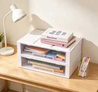 Grand Organisateur de Rangement Modulaire Empilable pour Bureau avec Tiroirs Systématiques, Meuble de Rangement en Plastique Transparent pour Documents A4