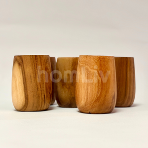 Juego de Vasos de Chupito de Madera de Teca Ecológica Natural OEM, Sostenible, Seguro para Alimentos, Sin Pintura ni Barniz, Halal, Vasos de Madera Personalizados - Product Image 1