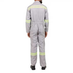 Combinaison de travail en coton gris pour homme avec bandes réfléchissantes pour usage industriel - Product Image 4