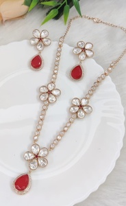 Premium Quality Moissanite Polki Necklace With Beautiful <b>Earrings</b> Classy And Elegant Design Perfect For Both Party & Office Wear - Product Image 1