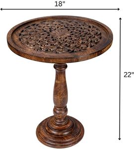Wooden Coffee <b>Table</b> End <b>Table</b> with Single Pillar,<b>Small</b> <b>Table</b>,Night Stand,Side <b>Table</b>,Bedside <b>Table</b>,Living Room Side <b>Table</b> - Product Image 3