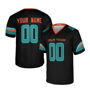 Camiseta de Fútbol Americano Negra Personalizable con Cuello en V, Manga Corta, Impresión Sublimada, Malla Transpirable para Hombre - Product Image 1