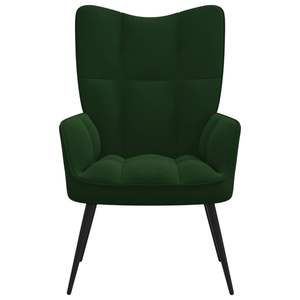 Sillón Relajante de Terciopelo Verde Oscuro, 100% Poliéster, Acero Mediano, para Sala de Estar - Product Image 3