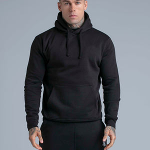 Sudadera con capucha negra personalizada de algodón 100% de punto, pesada, sin estampado, fabricante OEM ODM de marca privada - Product Image 5