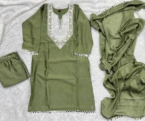 Conjunto de Salwar Kameez de Seda para Mujer, Traje Indio Pakistaní Bordado con Dupatta para Fiestas y Eventos, Ropa Étnica Femenina - Product Image 2
