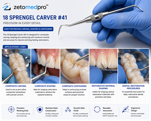 เครื่องมือแกะสลักและปรับรูปทรงวัสดุคอมโพสิตสแตนเลส Dental 18 Sprengel Carver ยี่ห้อ OEM Zetomed Pro - Product Image 3