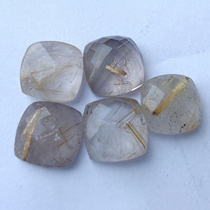 Piedra Preciosa de Rutilo Dorado Natural de Calidad, Corte Cojín, Calibrada, con Reverso Plano para Joyería - Product Image 4