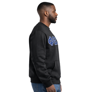 Pull à col rond en chenille noir Phi Beta Sigma, vêtement de fraternité grecque avec design chenille classique, confort et style premium - Product Image 3