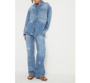 Vente en gros de survêtements en jean personnalisés pour femmes, tenue deux pièces tendance, streetwear oversize, fournisseur de vêtements OEM ODM - Product Image 1