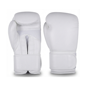 Gants de boxe en cuir de vachette blanc, fermeture auto-agrippante, sangle de poignet réglable, 10 oz à 16 oz, gants d'entraînement unisexes - Product Image 1