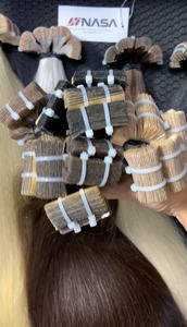 Extensions de cheveux vierges vietnamiens de haute qualité, foncés et blonds, à fixer avec des bandes, style ondulé naturel, approvisionnement direct d'usine - Product Image 4