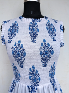 ชุดเดรสผ้าฝ้ายพิมพ์ลายบล็อกทำมือ ชุดเดรสพิมพ์ลายบล็อกทำมือ ผลิตในอินเดีย ระบายอากาศได้ดี ปรับขนาดได้ สำหรับผู้หญิง - Product Image 4