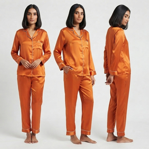 Women's Satin <b>Pajamas</b> Set Long Sleeve Mandarin Collar Full Length Satin Sleepwear <b>Suit</b> Women Nightwear Sexy Shirt <b>Pajama</b> Set - Product Image 6