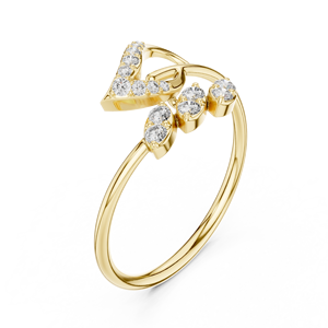 Anillo de oro macizo de 14k para mujer con diseño de forma abierta, corte redondo de diamante minimalista, ideal para regalo, compromiso, aniversario, boda. - Product Image 1