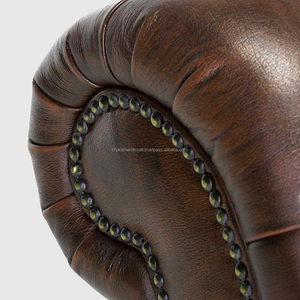 Sillón de Cuero Estilo Chesterfield Vintage, Tapizado con Diseño de Diamantes y Adornos de Tachuelas, Color Marrón, Ecológico, para Sala de Estar o Dormitorio - Product Image 6