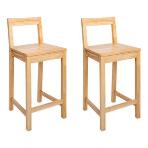 Set di 2 Sgabelli da Bar Moderni in Pelle, Altezza 24 Pollici, con Schienale Completo in Legno e Poggiapiedi, Finitura in Pino per Cucina e Hotel - Product Image 6