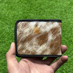 Natural Hair On Cowhide Leather Wallet Handmade <b>Slim</b> Bifold Wallet <b>Card</b> <b>Holder</b> Leather Wallet Fine Texture Quality - Product Image 1