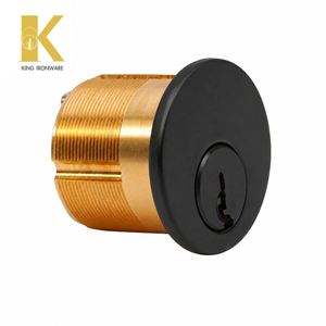 Cylindre de serrure à mortaise 28 mm KW, rainure plate, laiton massif noir, pour porte d'entrée - Product Image 1