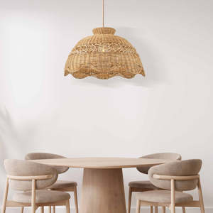 Abat-jour en rotin à bord festonné, prix de gros abordable, couvercle de lampe suspendue en dôme tissé à la main, décoration intérieure durable, fournisseur d'usine - Product Image 6