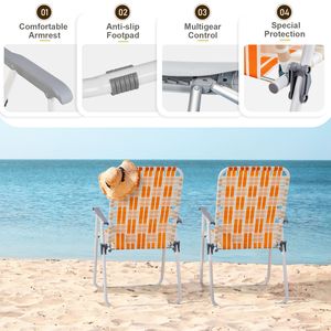 Sedie da campeggio pieghevoli con struttura a rete arancioni e bianche # # # # Portatile # # # # Per Esterni e Bordo Piscina - Product Image 3