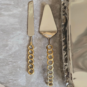 Juego de cubiertos de metal pulido a espejo de 2 piezas, calidad premium, decoración de mesa, cuchillo y espátula para pastel a precio competitivo - Product Image 1