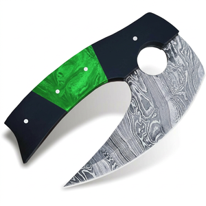 Couteau Ulu en acier Damas avec manche en résine torsadée, lame pointue de 2 mm d'épaisseur, longueur personnalisable, DIY OEM/ODM, cuisine, extérieur - Product Image 3