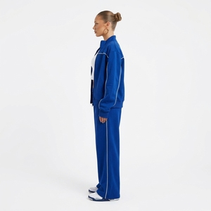 Conjunto Deportivo de 2 Piezas para Mujer, Color Azul, Chaqueta con Cierre Completo y Franja Lateral, Corte Holgado, Estilo Deportivo, para Todas las Temporadas - Product Image 2