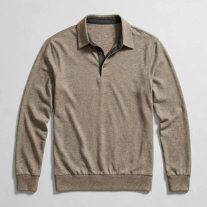 T-shirt décontracté pour homme en twill uni tricoté à manches courtes avec col boutonné, respirant, en polyester 140g, idéal pour l'été - Product Image 5