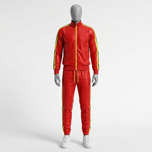 Conjunto Deportivo Vintage para Hombre, 100% Poliéster, Transpirable, Tejido de Punto, Diseño Sólido, Pantalones y Chaqueta Deportivos para Primavera - Product Image 1