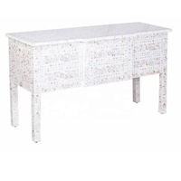 Nouveauté Buffet gris à incrustation de nacre florale Commode à 6 tiroirs Commode en nacre Buffet Vadrouille Table