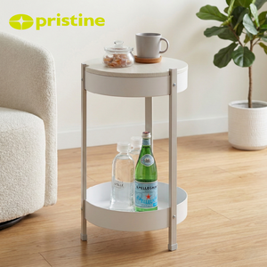 Mesa Auxiliar Redonda de Metal Moderna y Resistente de 2 Niveles, Fácil de Limpiar, para Cocina y Sala de Estar, Contenedor de Alimentos - Product Image 4